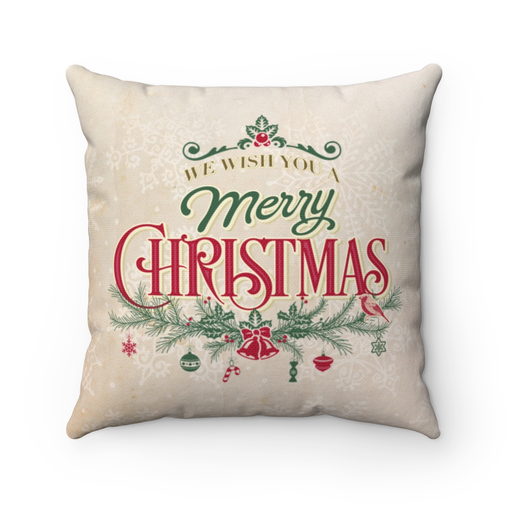 Spun Polyester Square Holiday Pillow Case Christmas Holiday Rose